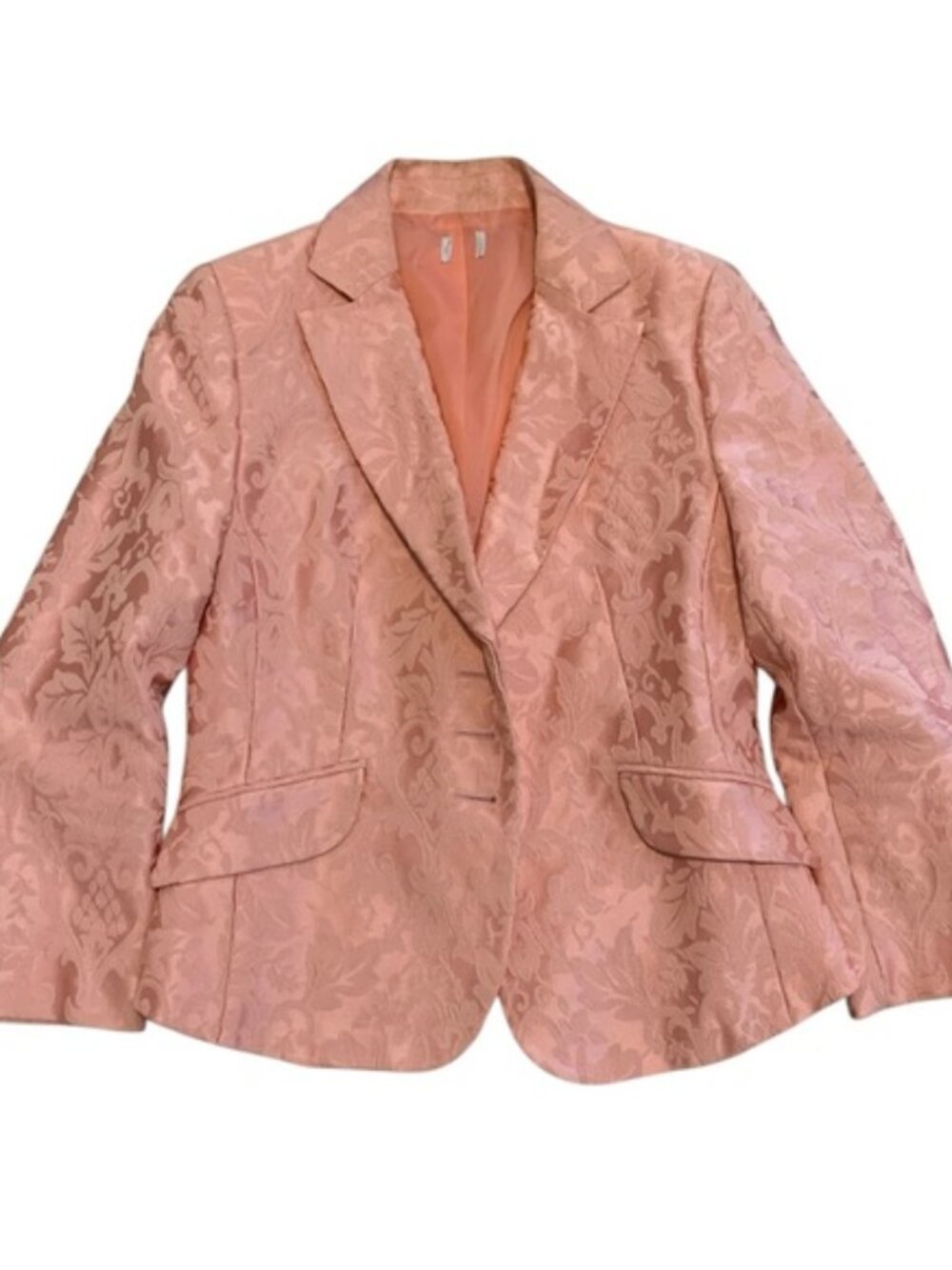 Vintage Pink Floral Damask Jacquard Blazer XS